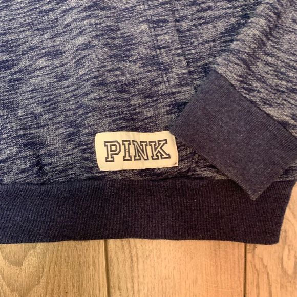 PINK VS Victoria's Secret Womens Gray 1/4 Zip Dog Logo Pullover Sweatshirt-SMALL - Picture 2 of 7